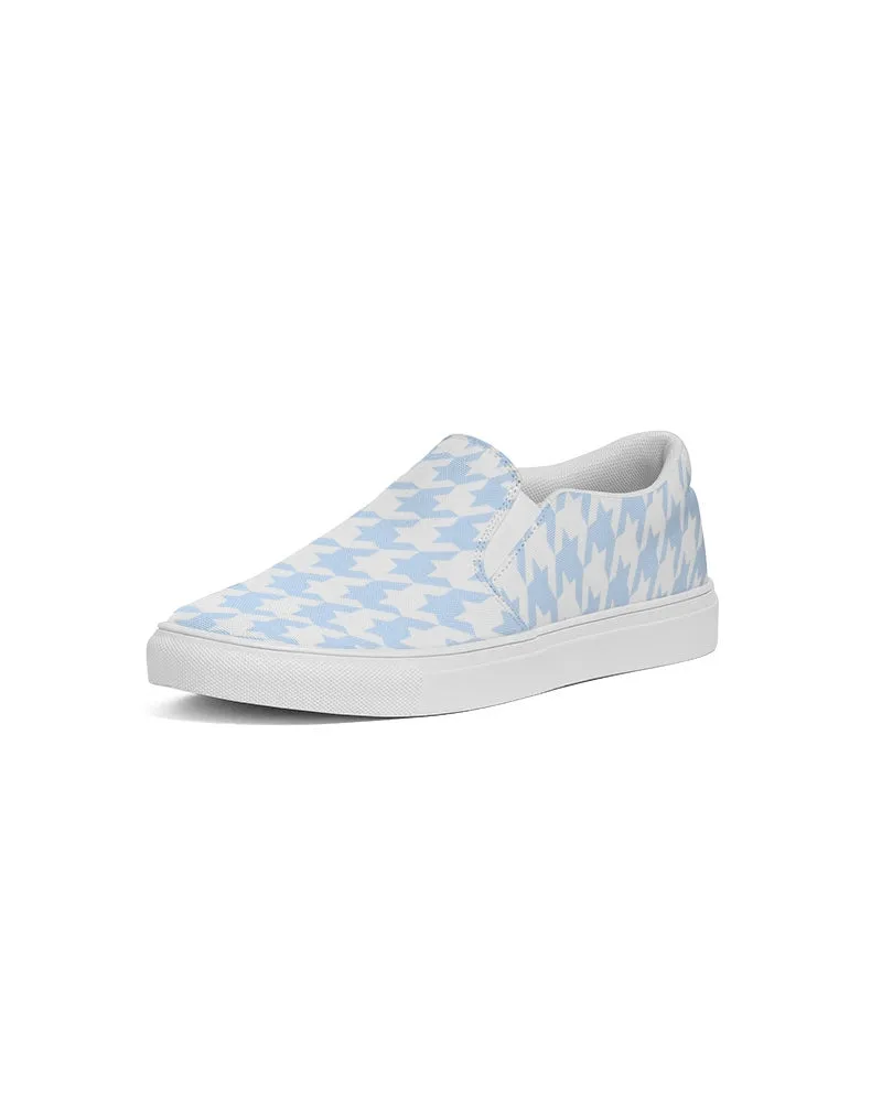 Pale Blue Large Houndstooth Women's Slip-On Canvas Shoe