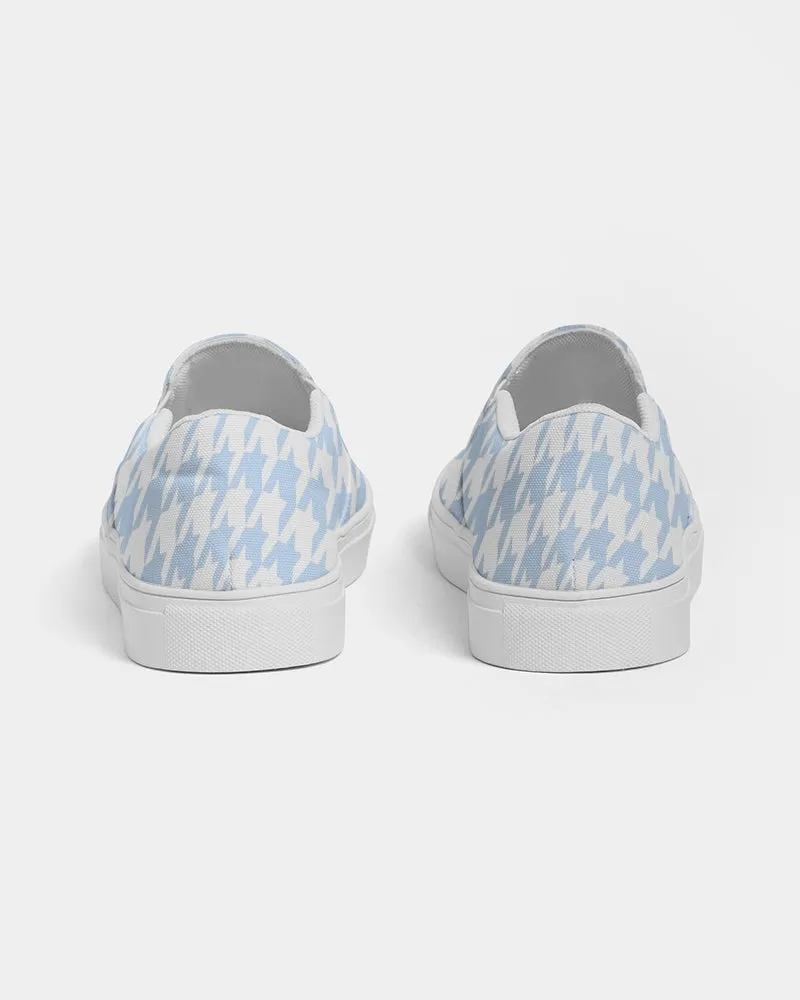 Pale Blue Large Houndstooth Women's Slip-On Canvas Shoe