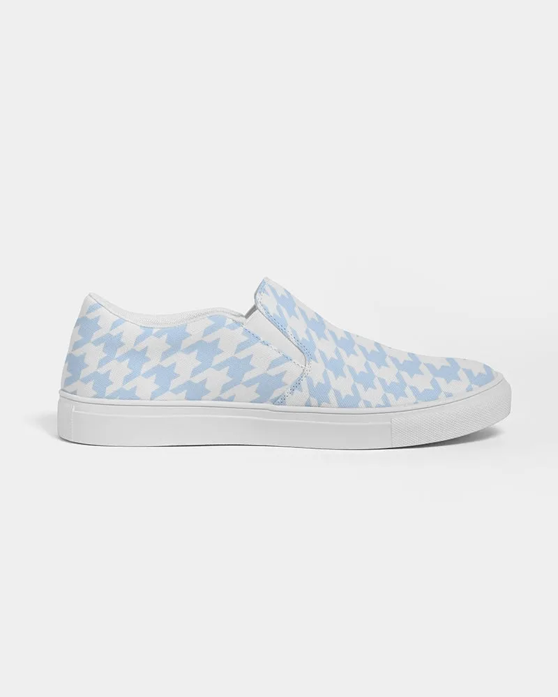 Pale Blue Large Houndstooth Women's Slip-On Canvas Shoe