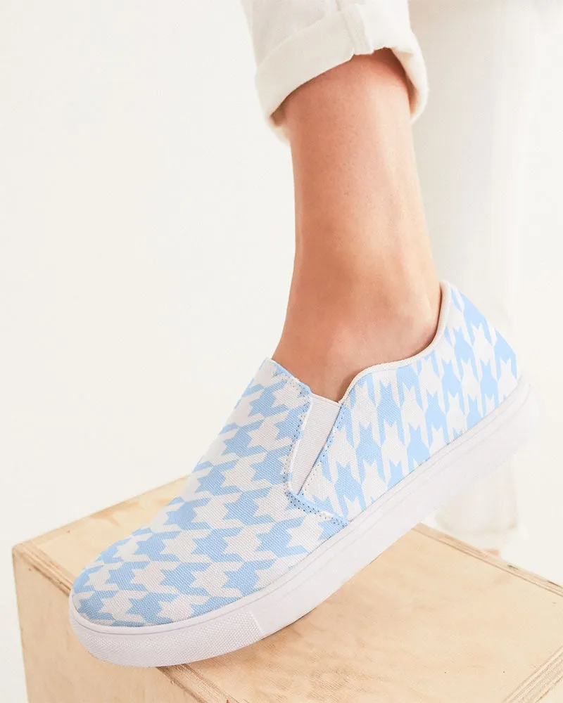 Pale Blue Large Houndstooth Women's Slip-On Canvas Shoe