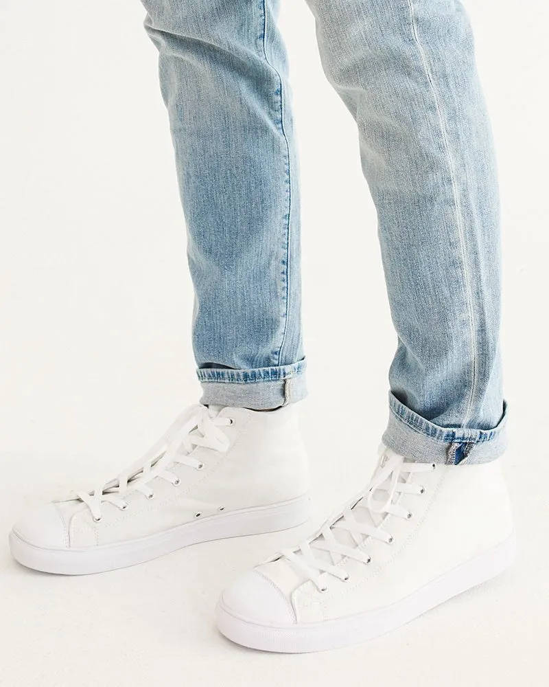 Pale White Men's High-top Canvas Sneakers | Men's | White | C0M0Y0K0