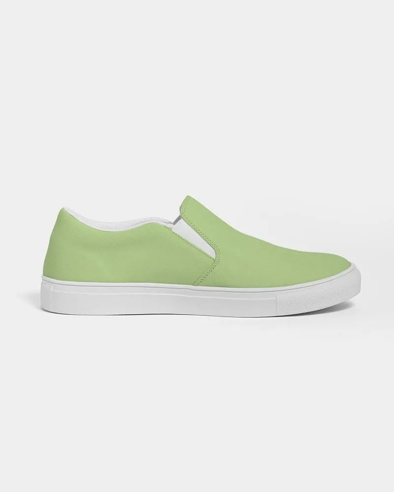 Pastel Warm Green Slip-On Canvas Sneakers | Men's | Bright Pastel Warm Green | C30M0Y60K0