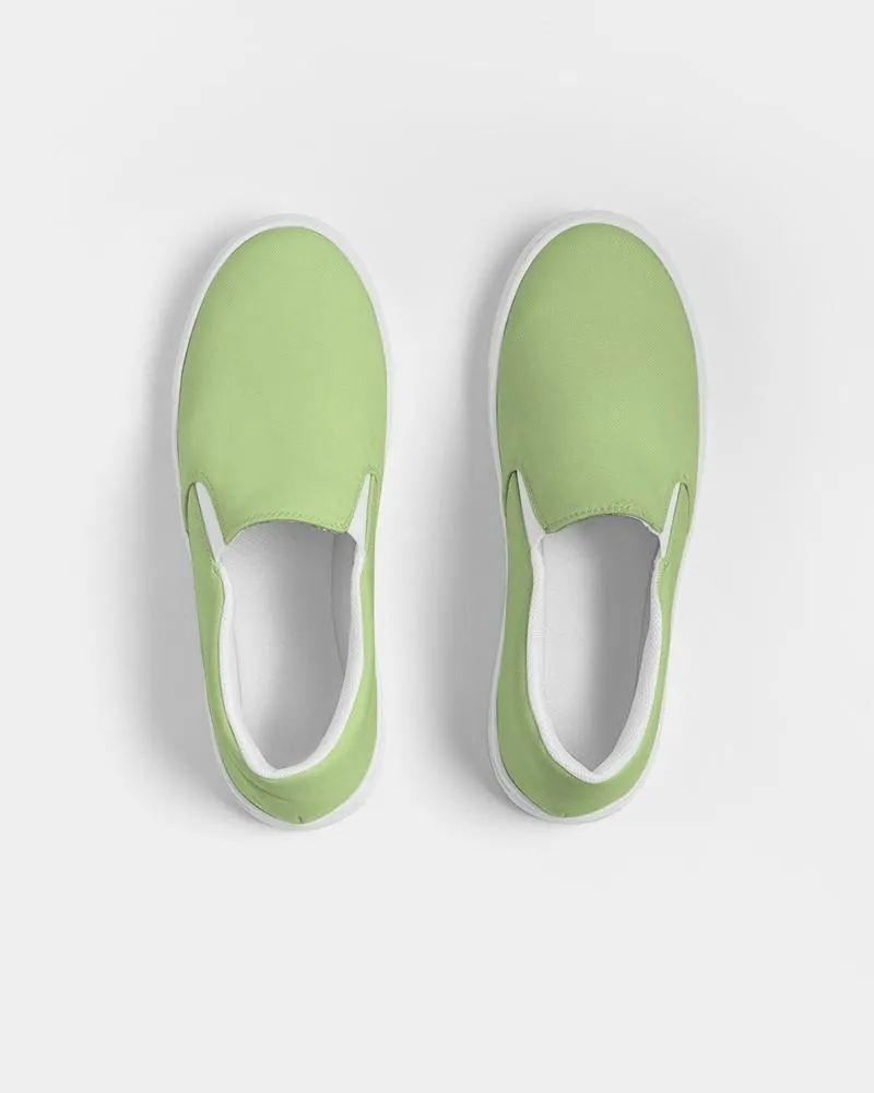 Pastel Warm Green Slip-On Canvas Sneakers | Men's | Bright Pastel Warm Green | C30M0Y60K0