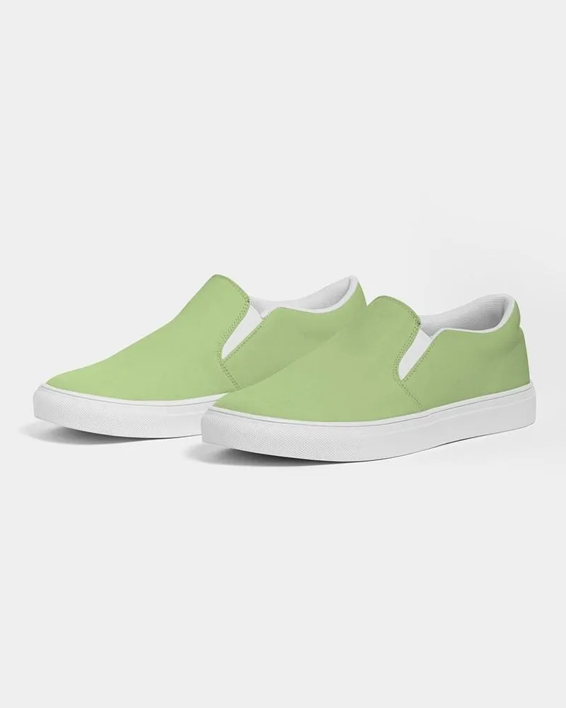 Pastel Warm Green Slip-On Canvas Sneakers | Men's | Bright Pastel Warm Green | C30M0Y60K0