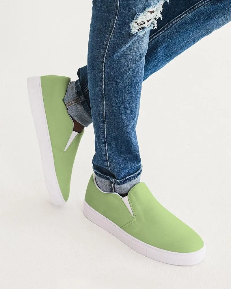 Pastel Warm Green Slip-On Canvas Sneakers | Men's | Bright Pastel Warm Green | C30M0Y60K0