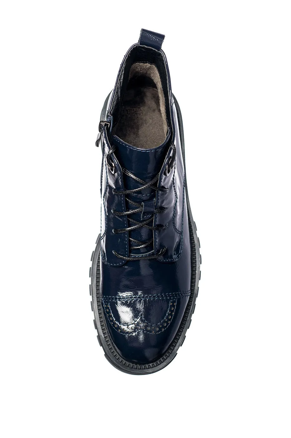 Patent Leather Lace-Up Boots Morgen - Patent Blue