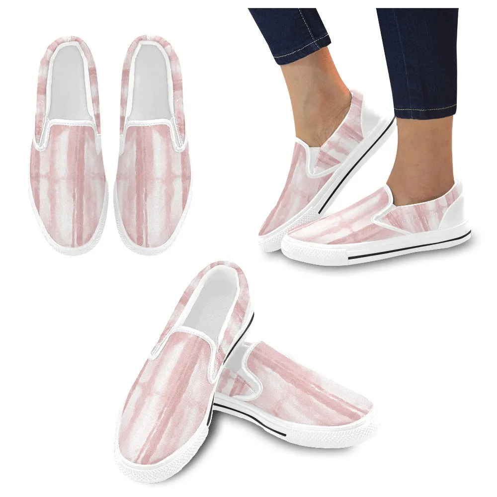 Pink Strokes Slip-on Canvas Women's Shoes