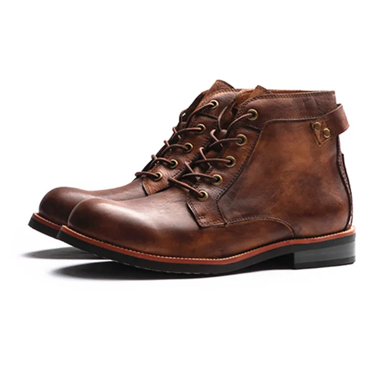 Retro Boots Men Lace-up Leather Ankle Boots