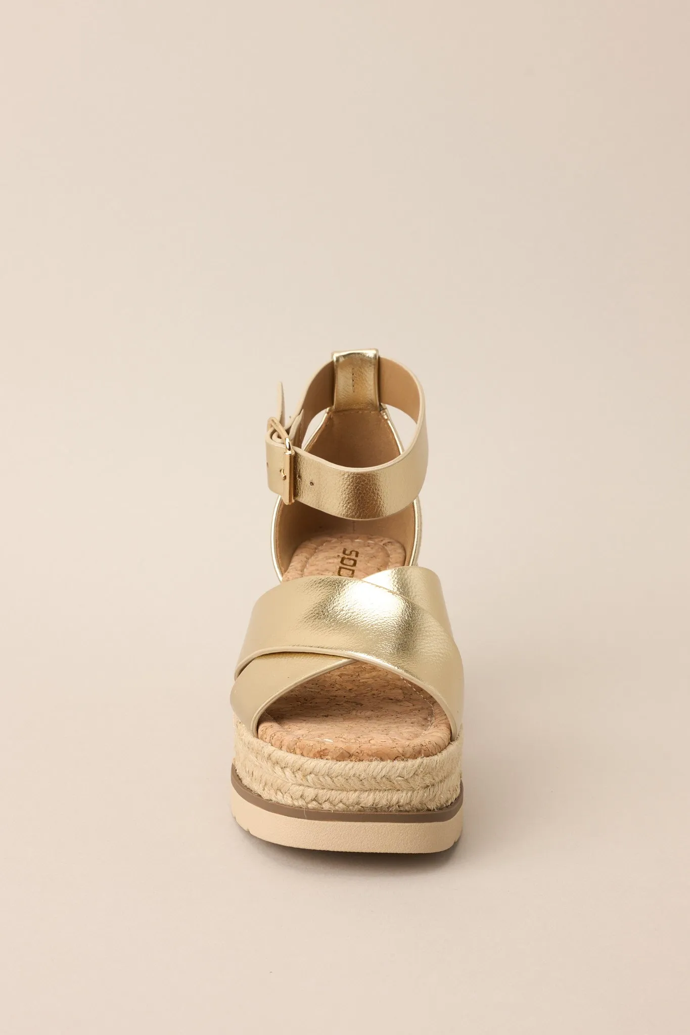 Sandy Sole Gold Espadrille Platform Wedge Sandals