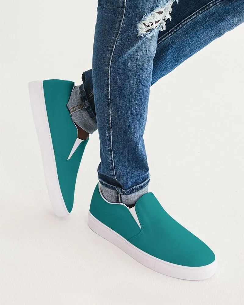 Shaded Blue-Green Slip-On Canvas Sneakers | Men's | C100M0Y38K30