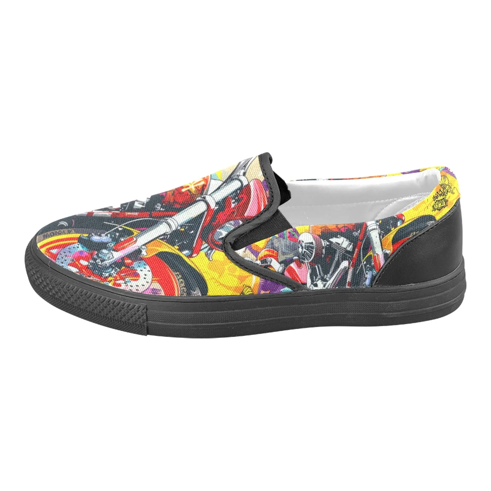 Slip-on Canvas Men's Shoes (Model019) motorcycle graffiti