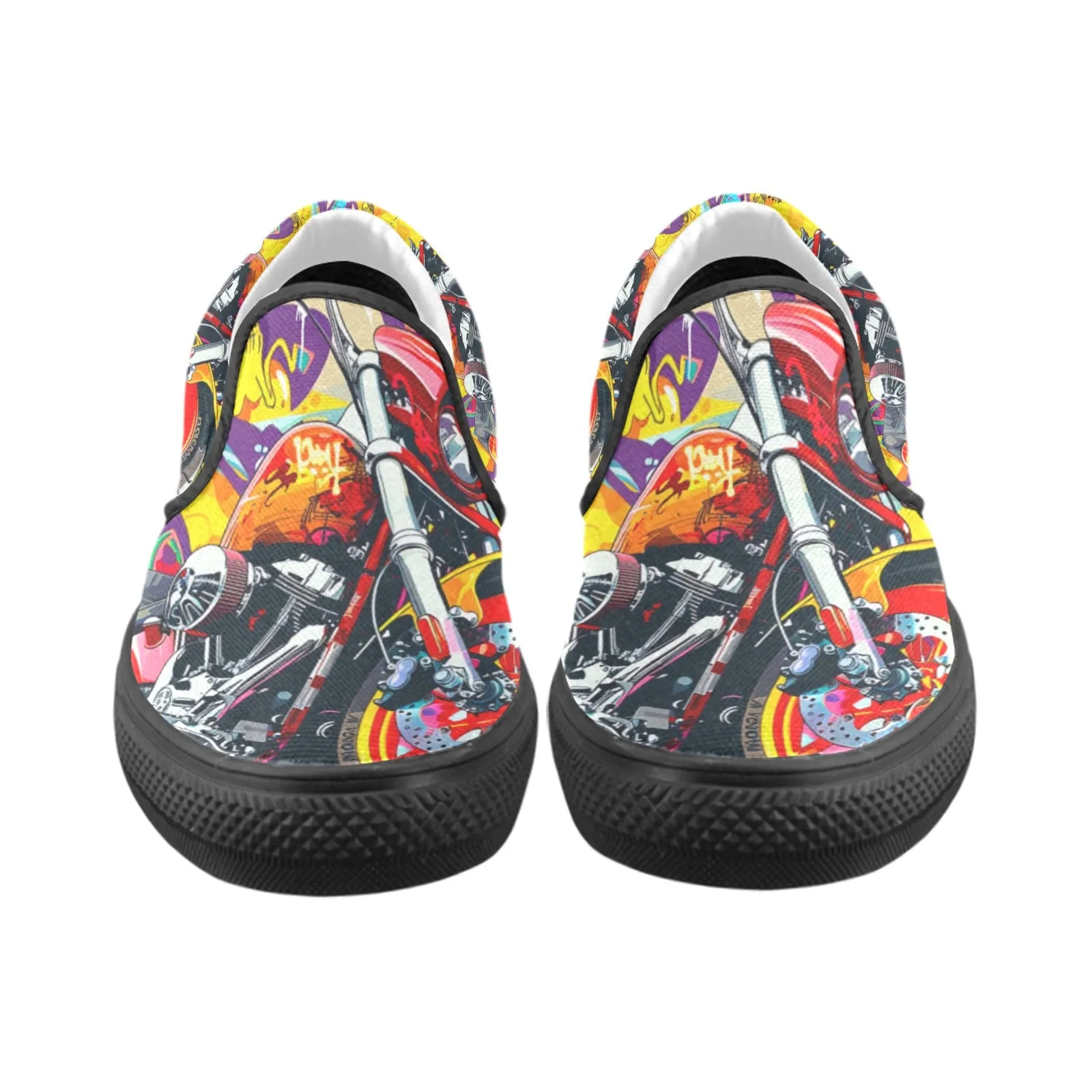 Slip-on Canvas Men's Shoes (Model019) motorcycle graffiti