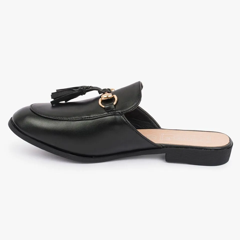 Slip on tassle flat loafers