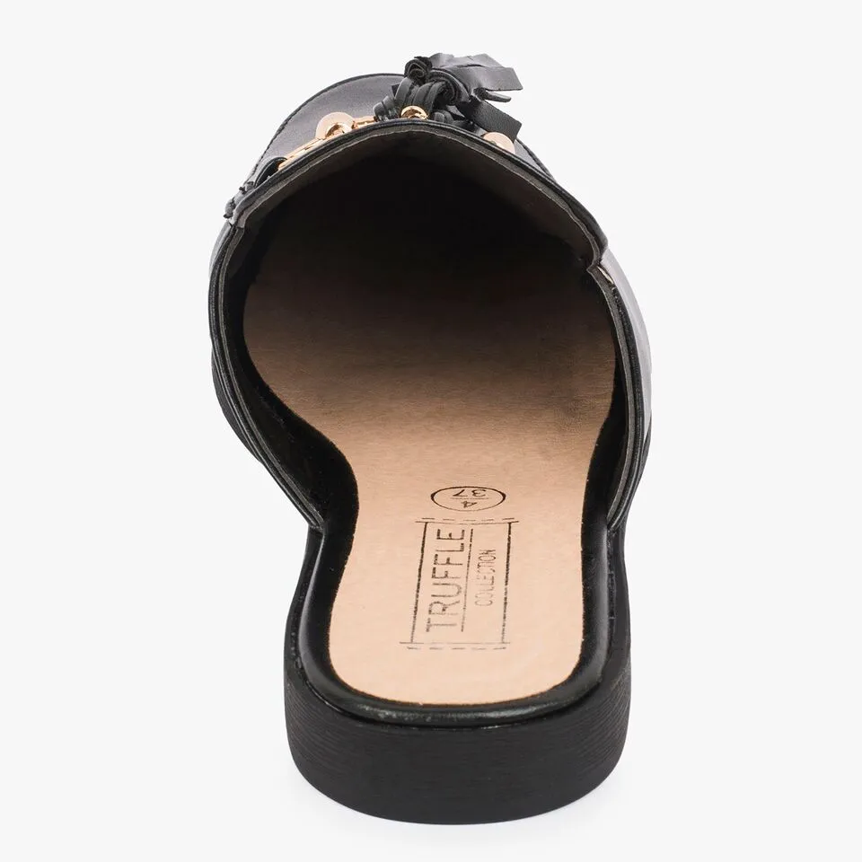 Slip on tassle flat loafers