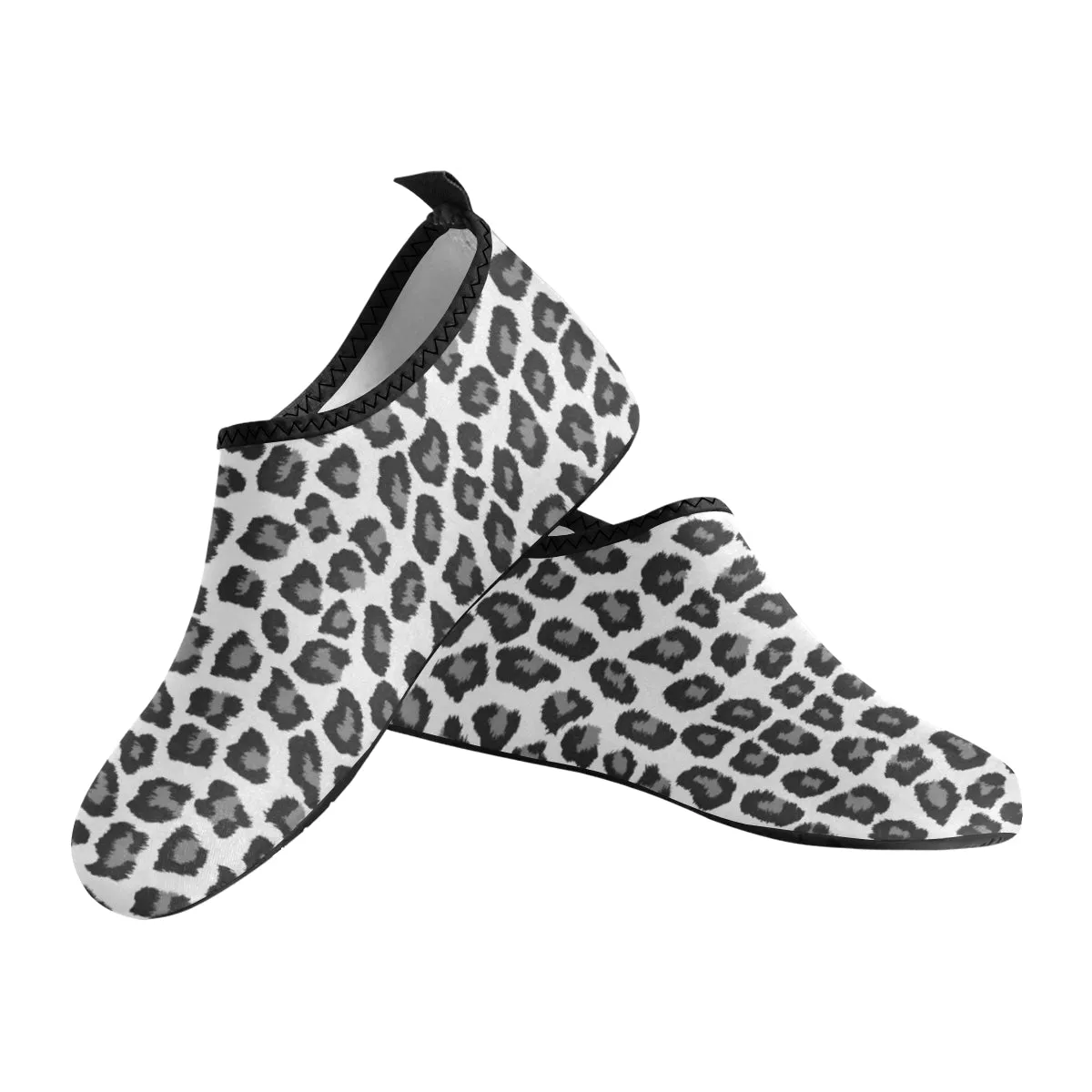 Snow Leopard Water Women Shoes, Animal Print Swim Pool Slippers Yoga Aqua Socks Beach Summer Slip On River Boat shoes