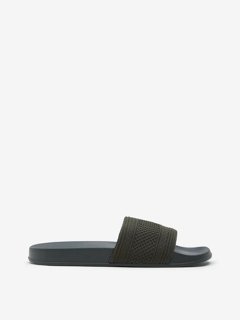 SOLEPLAY Olive Textured Strap Slides