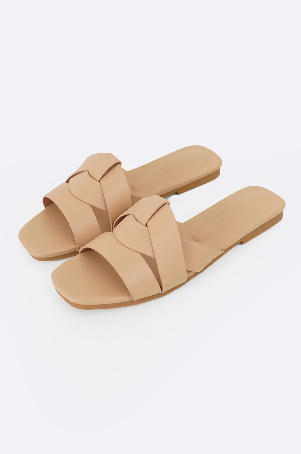 STRAPPY WOVEN SLIDES