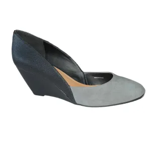 TAHARI Women's  •Palace• Slip-on Wedge  Grey Kid Suede/Leather