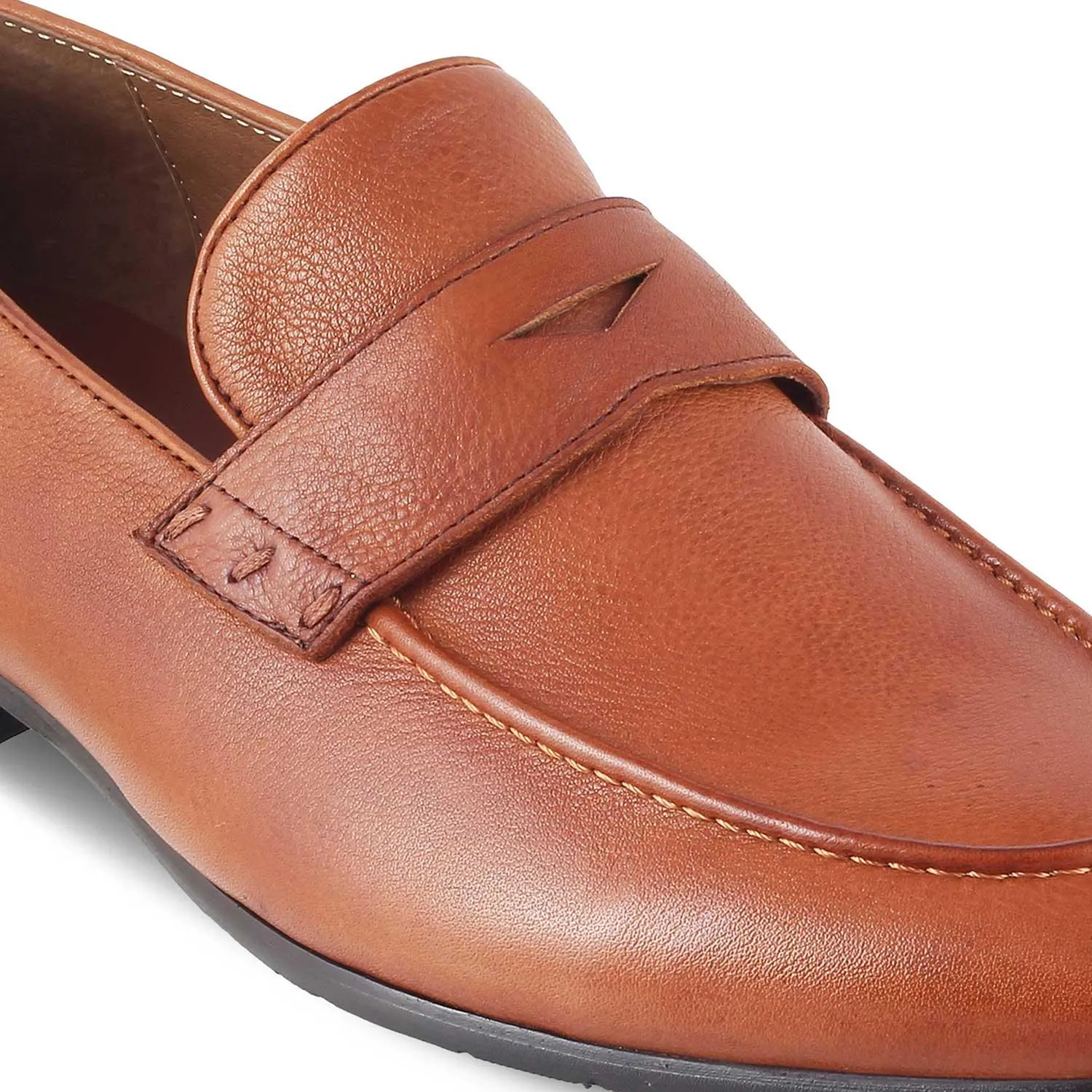 The Douce Tan Men's Leather Penny Loafers Tresmode