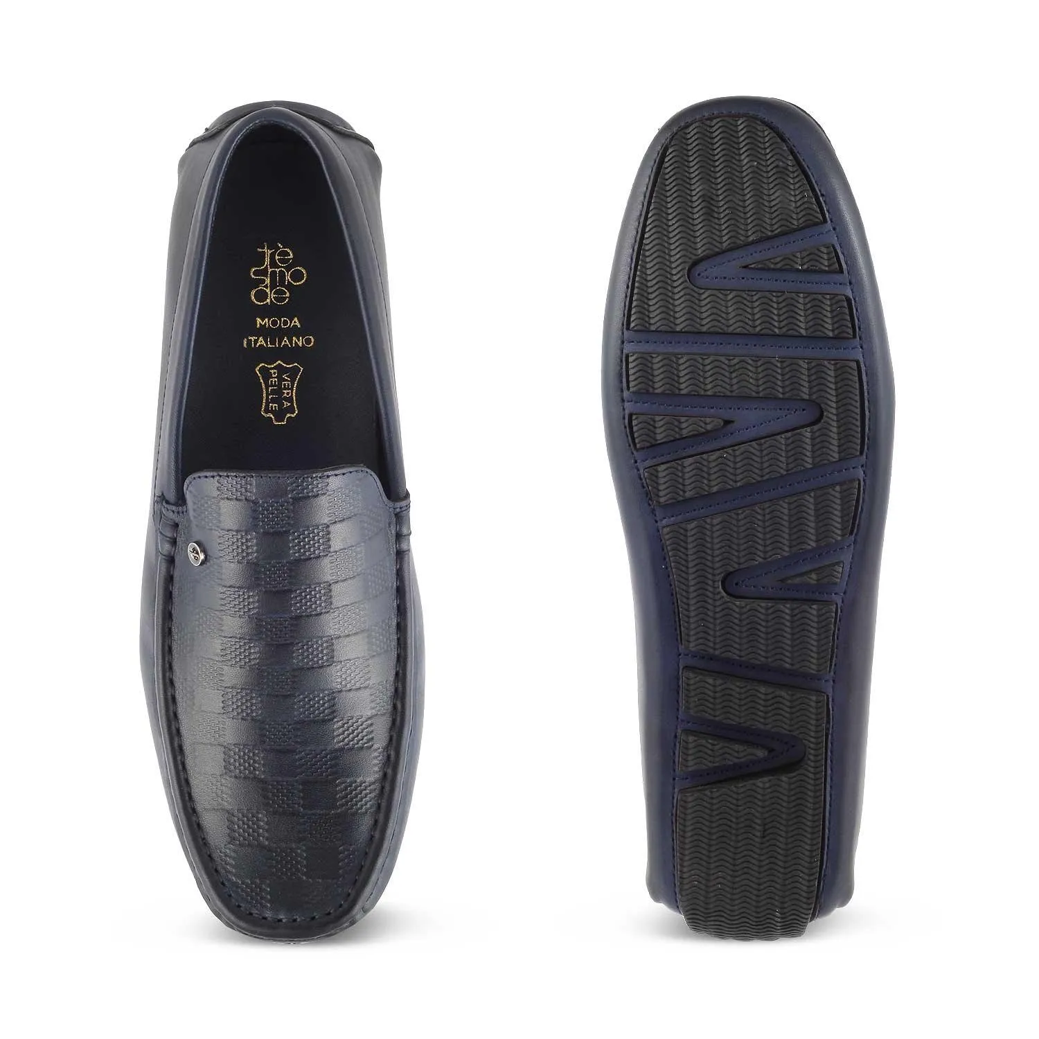 The Kloaf Blue Men's Leather Driving Loafers Tresmode