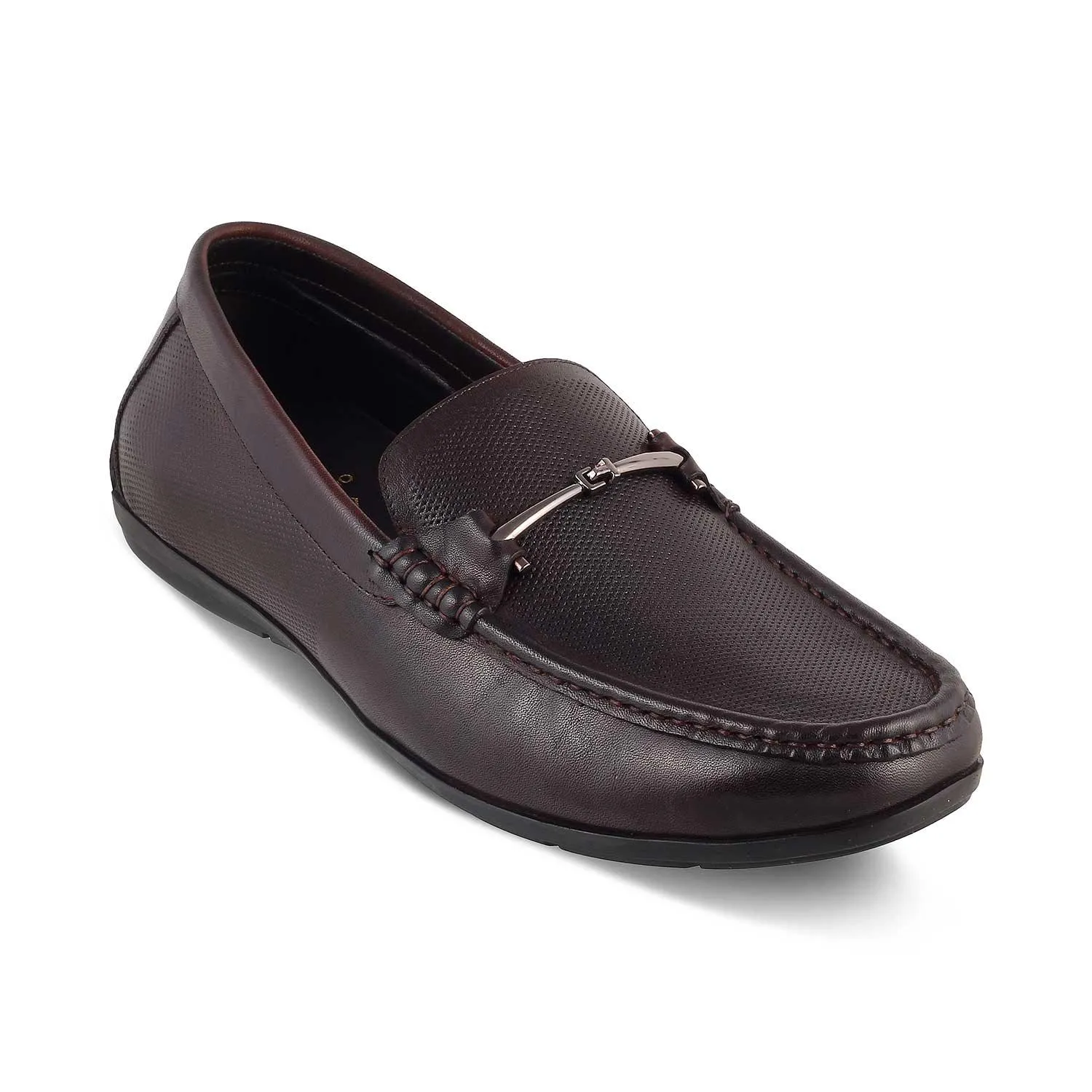 The Nimbia Brown Men's Leather Driving Loafers Tresmode