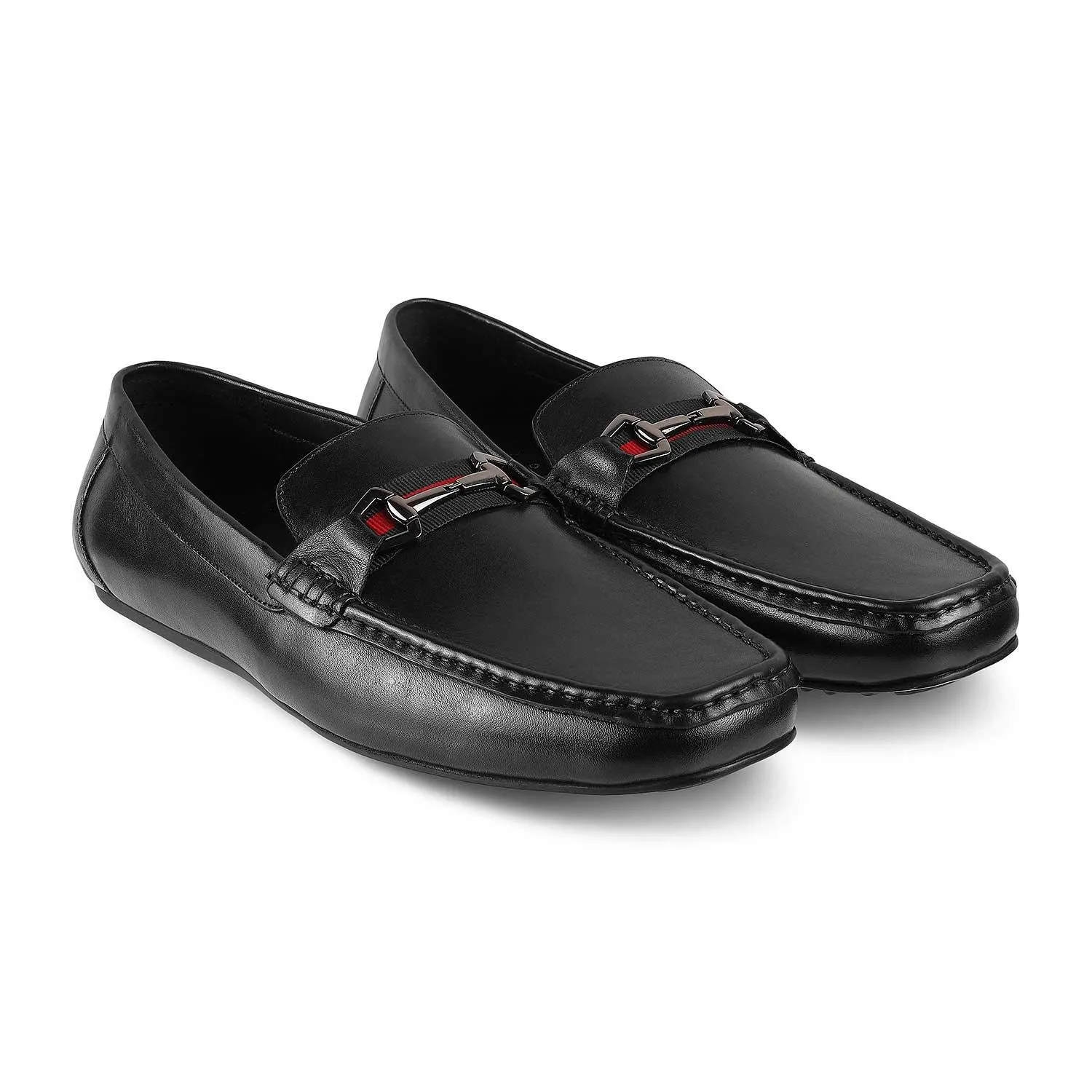 The Ondrive Black Men's Leather Driving Loafers Tresmode