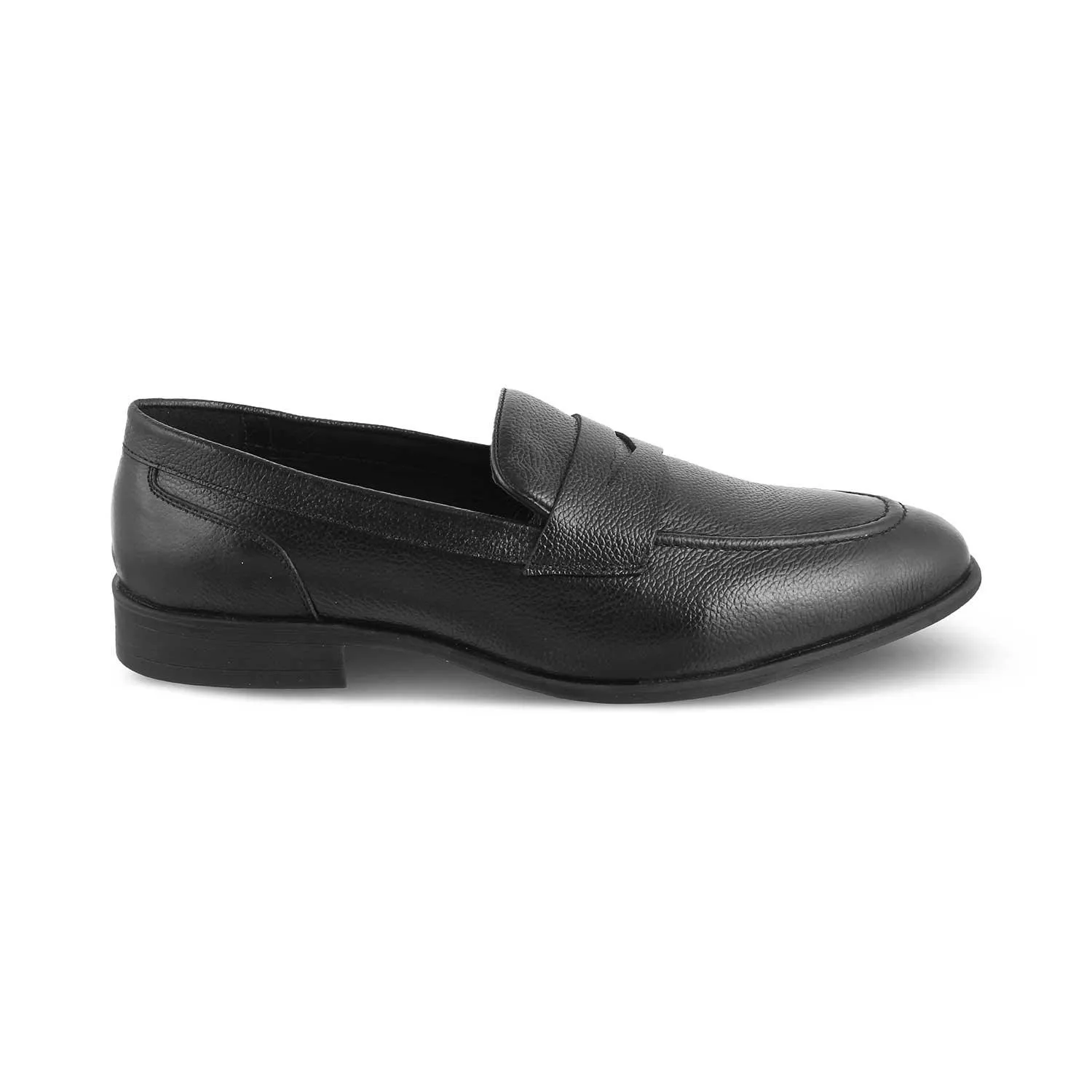 The Paris Black Men's Leather Penny Loafers Tresmode