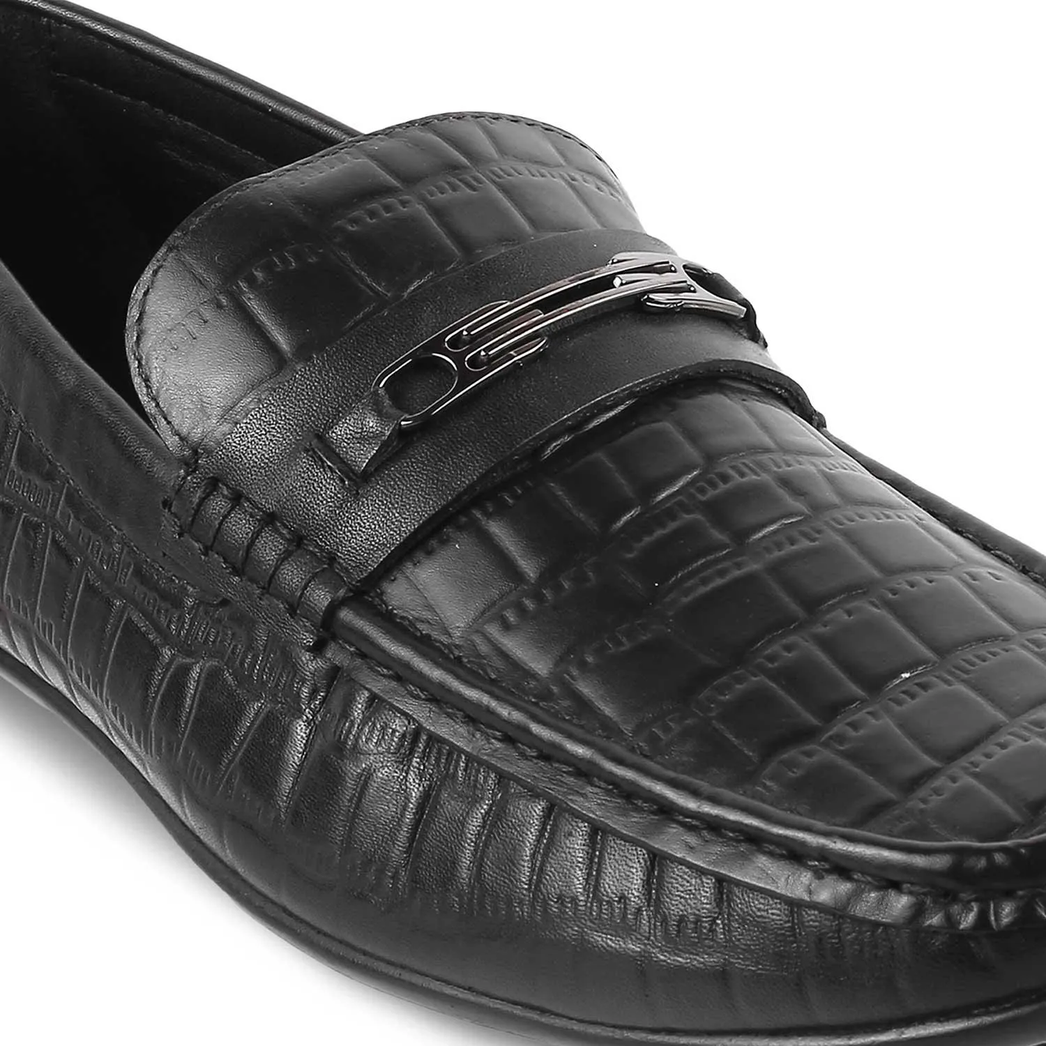 The York Black Men's Leather Driving Loafers Tresmode