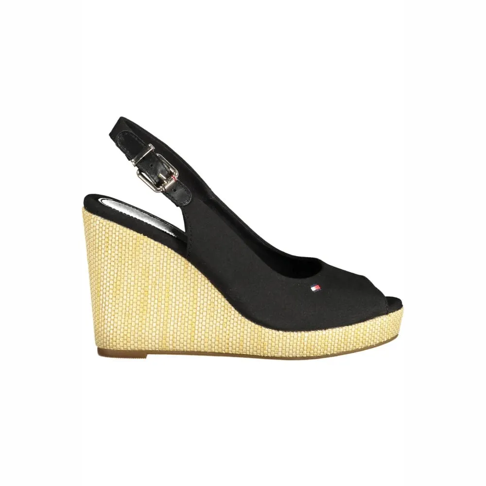 Tommy Hilfiger Iconic Slingback Wedge Heel Sandals in Black