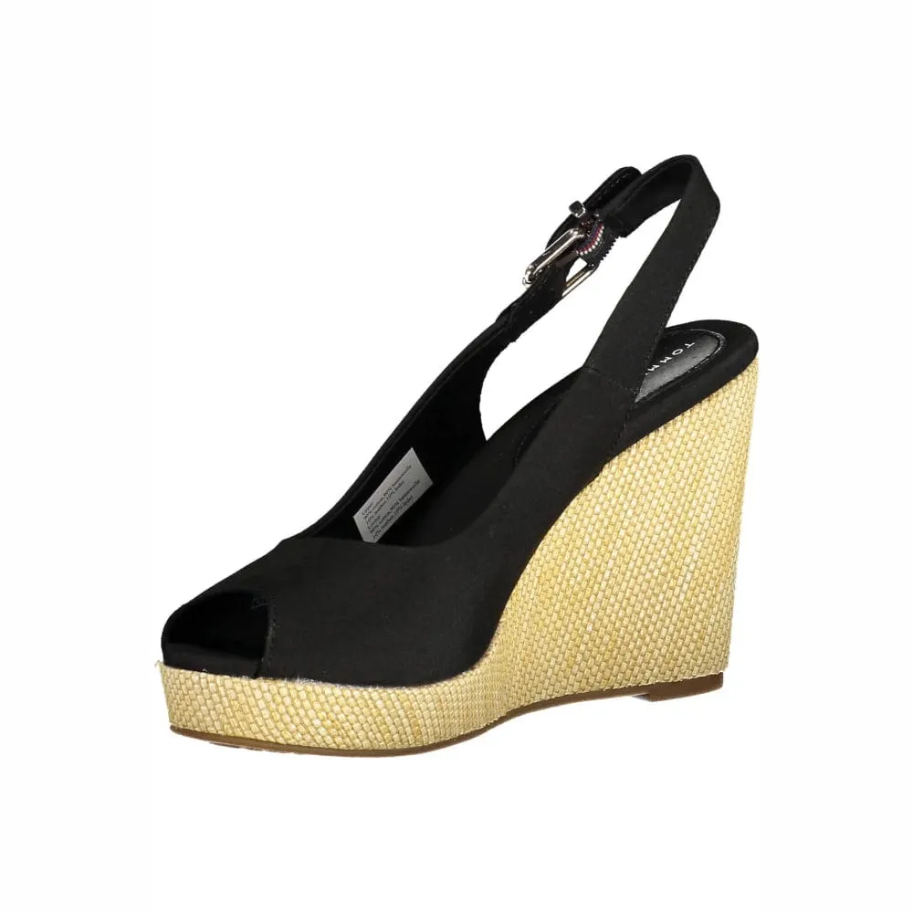 Tommy Hilfiger Iconic Slingback Wedge Heel Sandals in Black