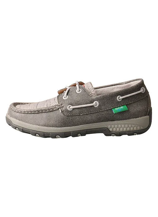 Twisted X Women's Boat Shoe Driving Moc with CellStretch-Grey