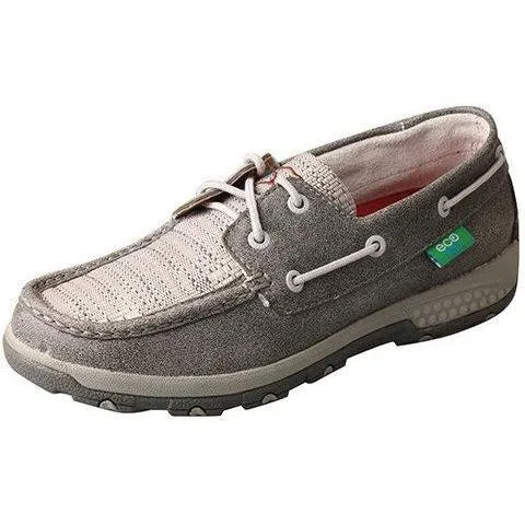 Twisted X Women's Boat Shoe Driving Moc with CellStretch-Grey