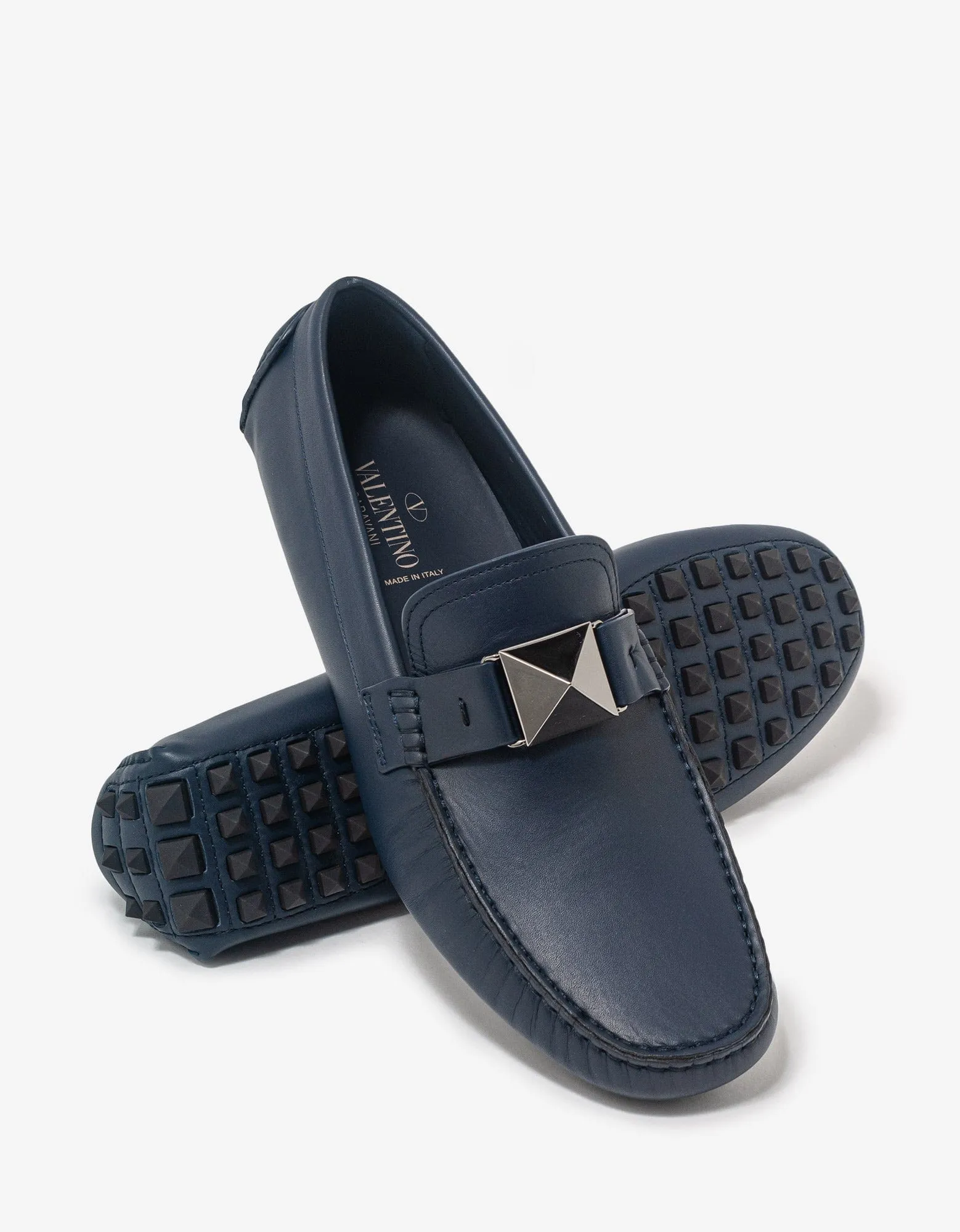 Valentino Garavani Blue Stud Driving Shoes