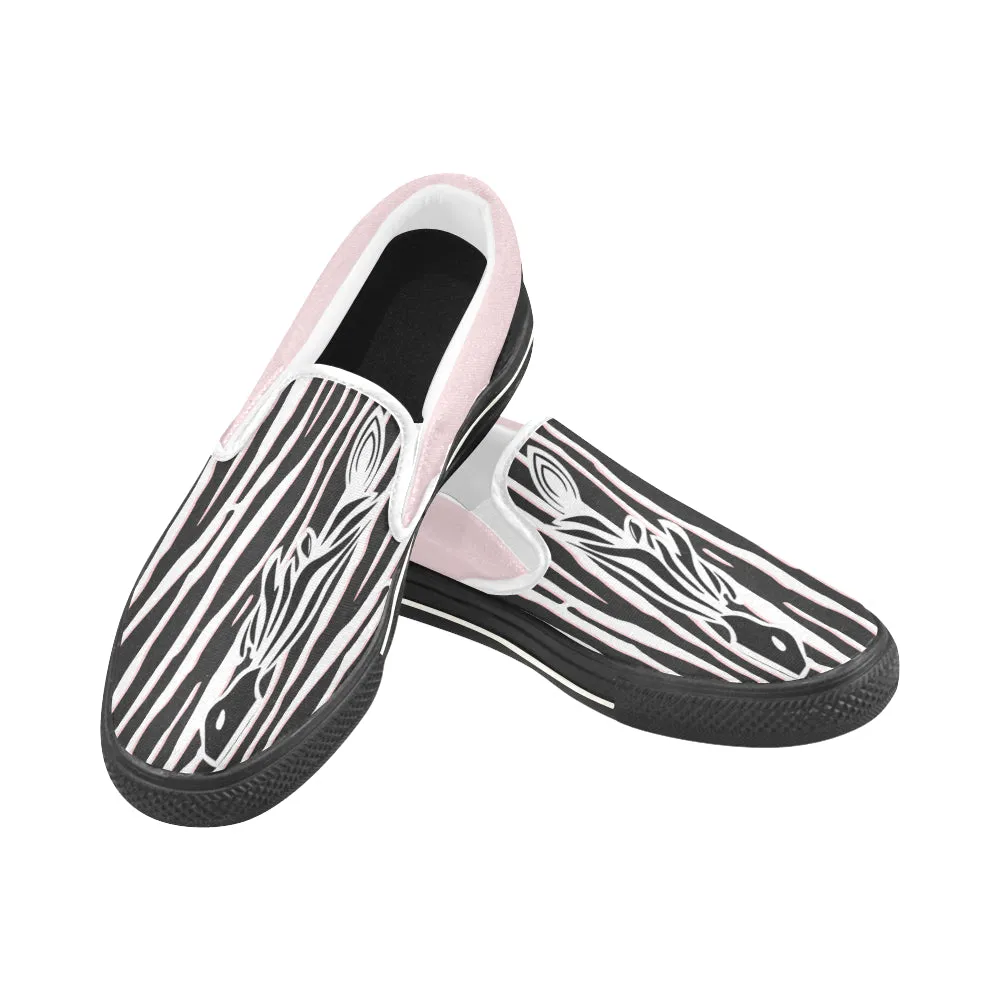 Women's Pink Zebra Print Slip-on Canvas Shoes